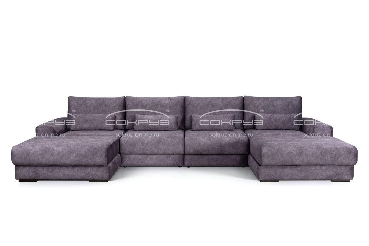 Модульный диван Палермо 2В/1 п-образный, фиолетовый фото