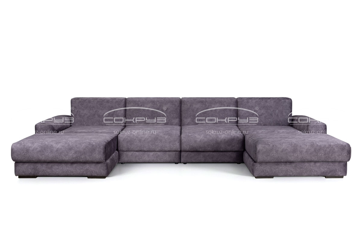 Модульный диван Палермо 2В/1 п-образный, фиолетовый фото