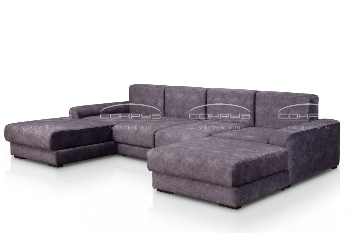Модульный диван Палермо 2В/1 п-образный, фиолетовый фото