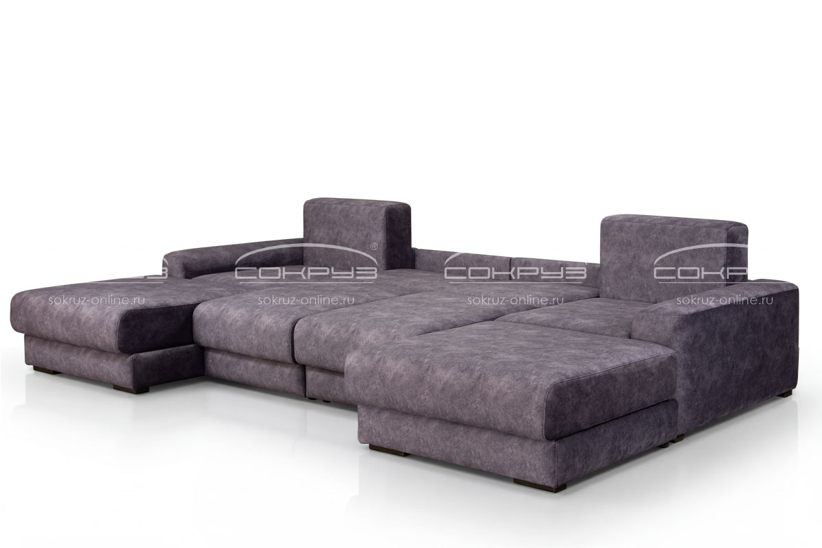 Модульный диван Палермо 2В/1 п-образный, фиолетовый фото
