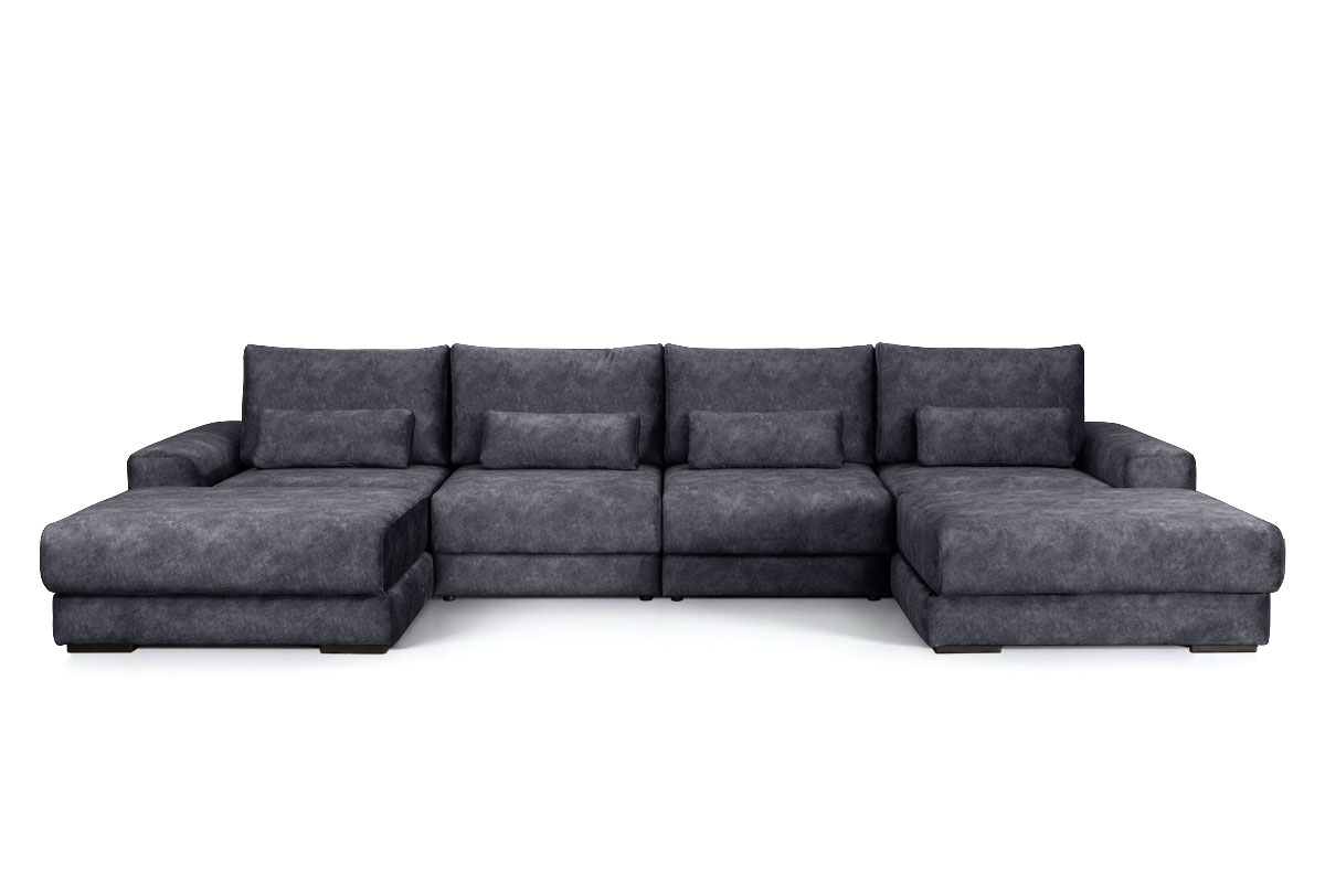 Модульный диван Палермо 2В/1 п-образный, черный фото